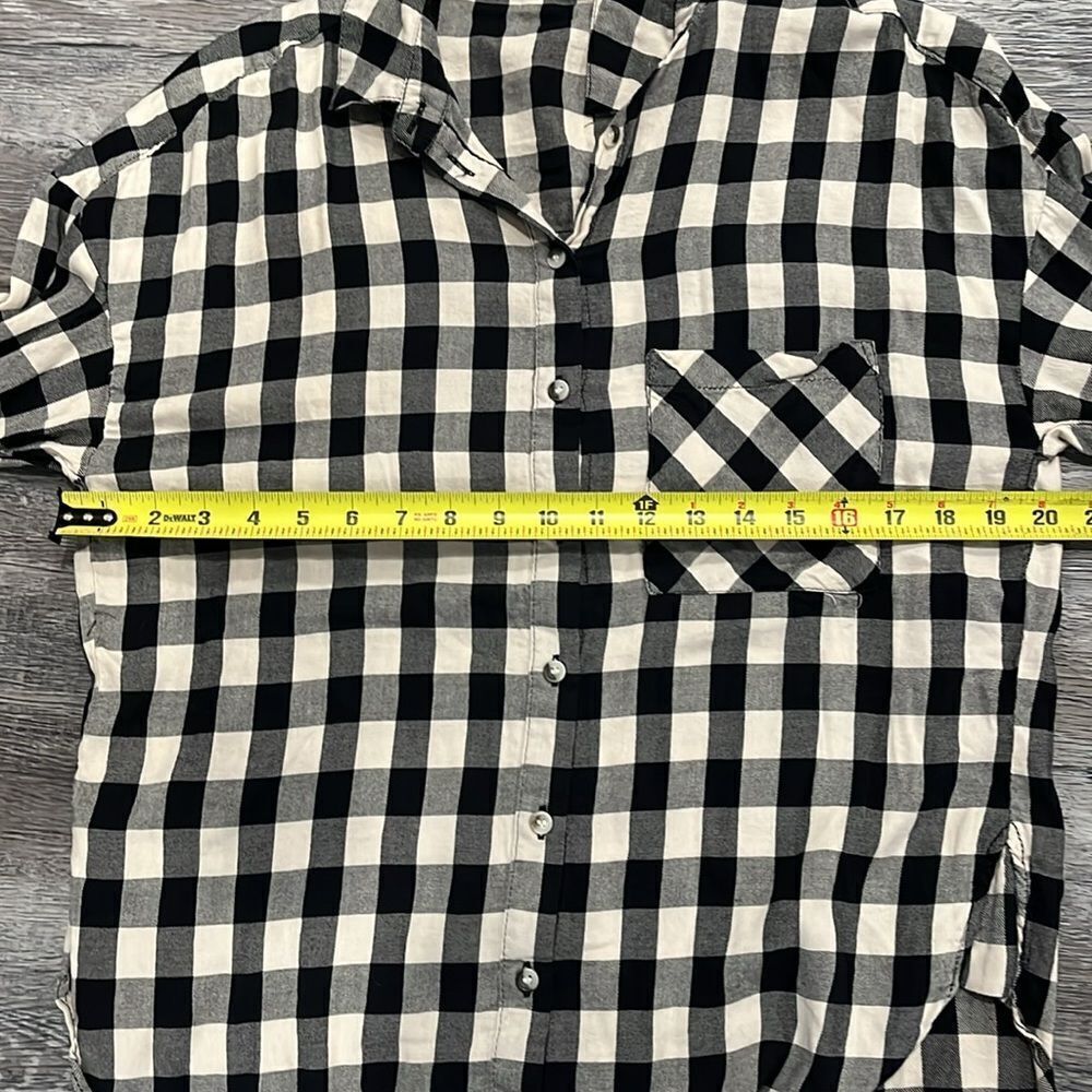 Anthropologie Sanctuary Plaid checkered Button-Up Shirt in Black and White XS - Picture 6 of 8